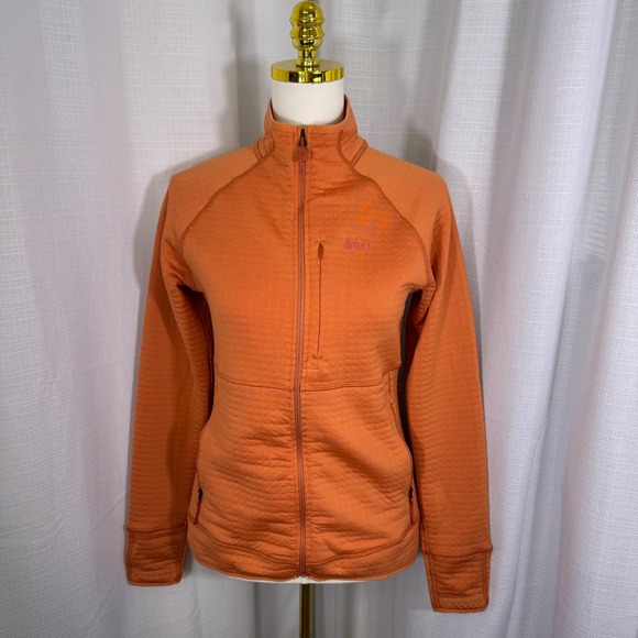 Rei Co-Op Jackets & Blazers - REI Lightweight Polartec Power Grid Jacket Orange Full Zip Womens Small Gorpcore